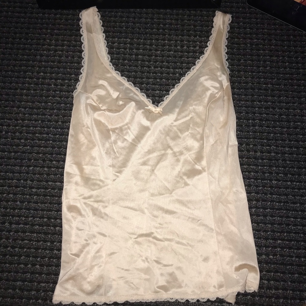 light pink silk lacy tank top